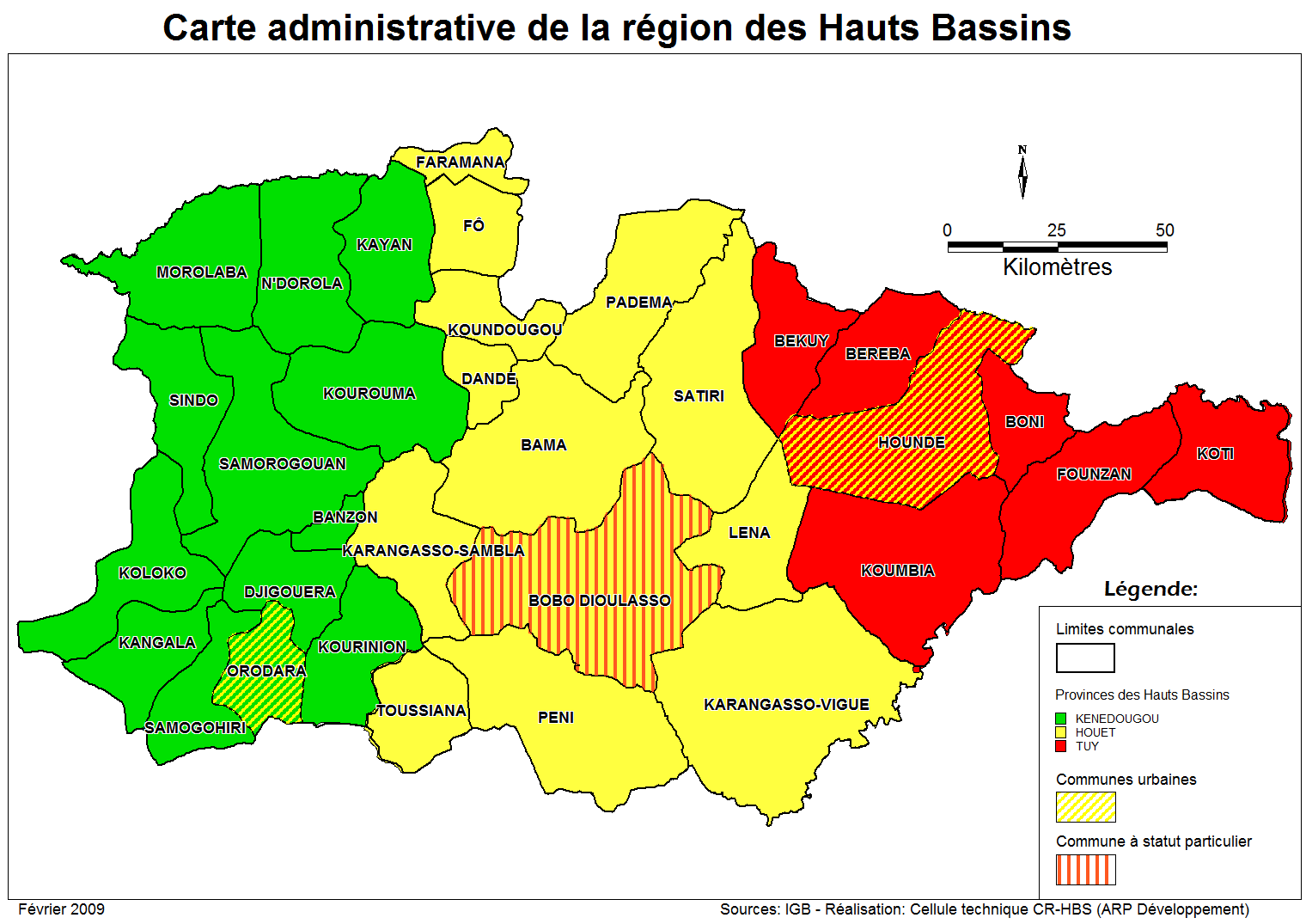 Les provinces de la région des hauts bassins